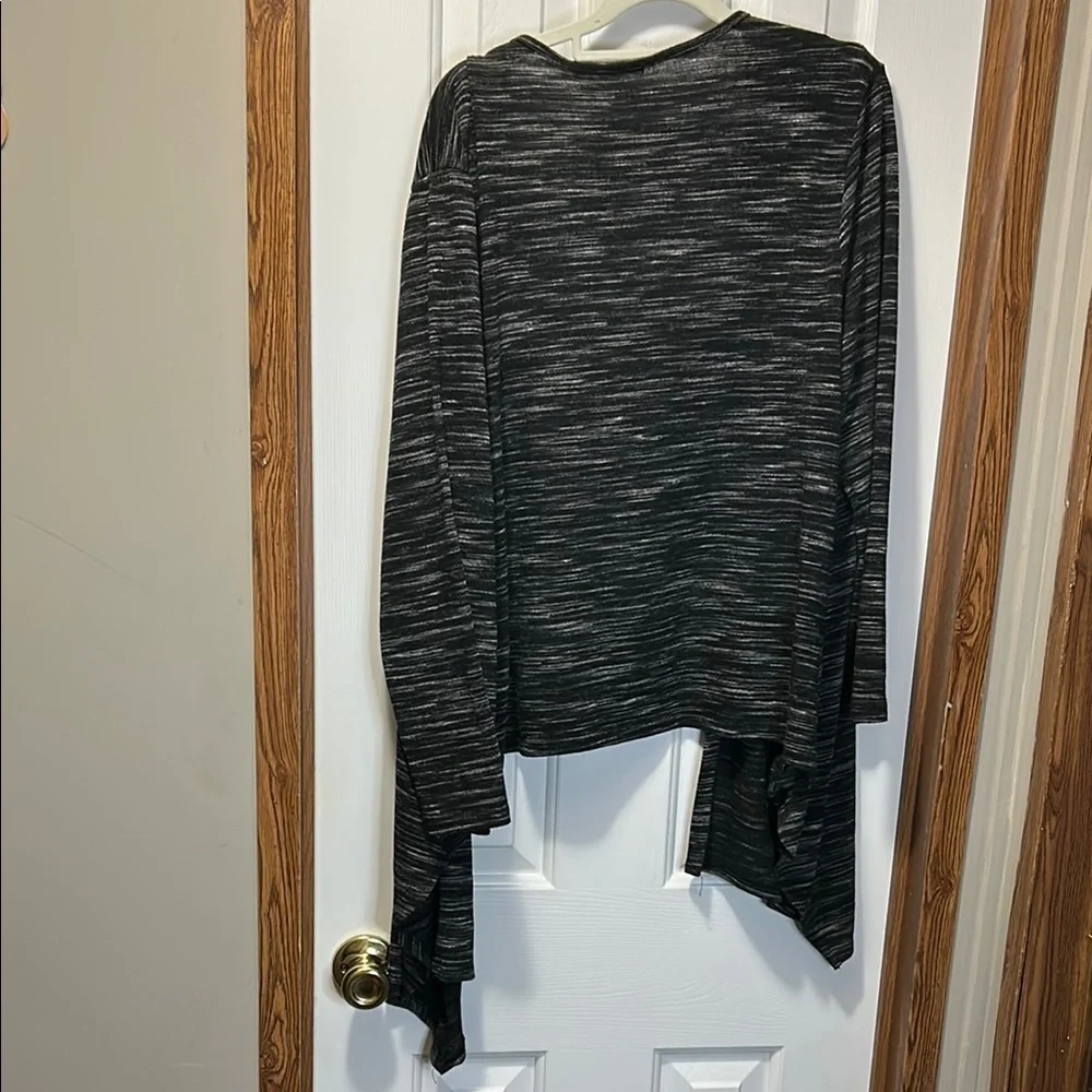 Simply Irresistible Black and Gray Asymmetrical Cardigan Sweater - Picture 6 of 6